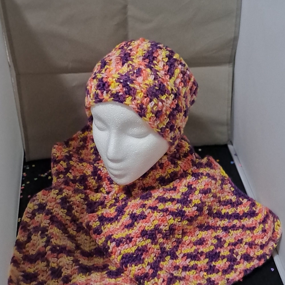 Vibrant Crochet Ear Warmer and Scarf Set